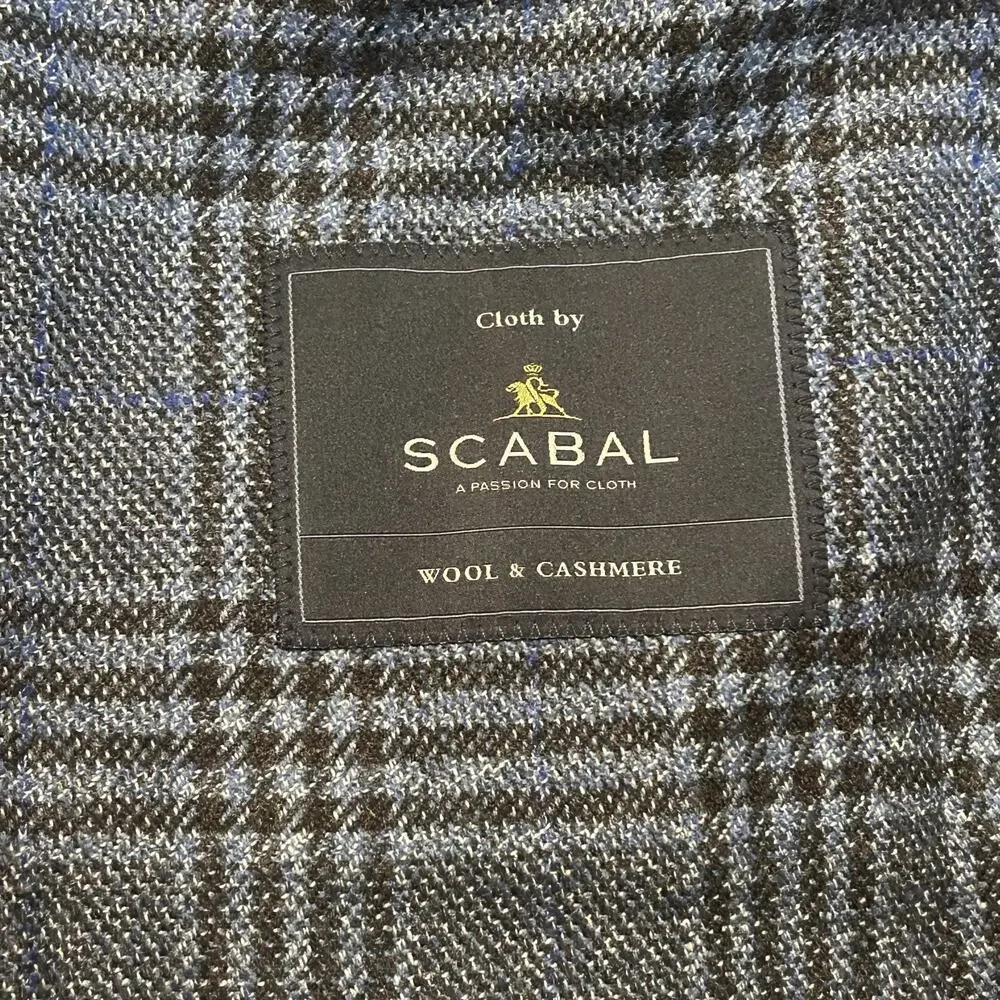 NWOT Scabal Kenton Sport Coat Mens 42 R Navy Glen Plaid Wool Cashmere Portugal